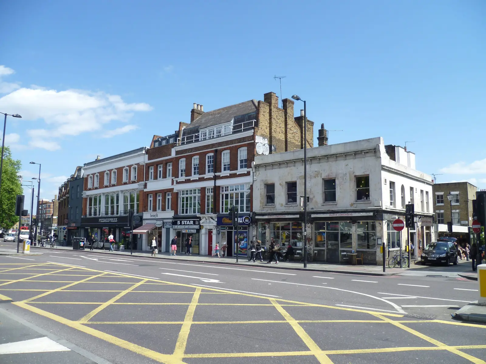 Upper Street at Angel, Islington, lined with Georgian and Victorian buildings