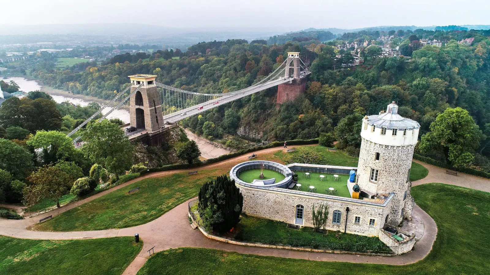 Clifton Suspension Bridge spanning the Avon Gorge beside the Observatory