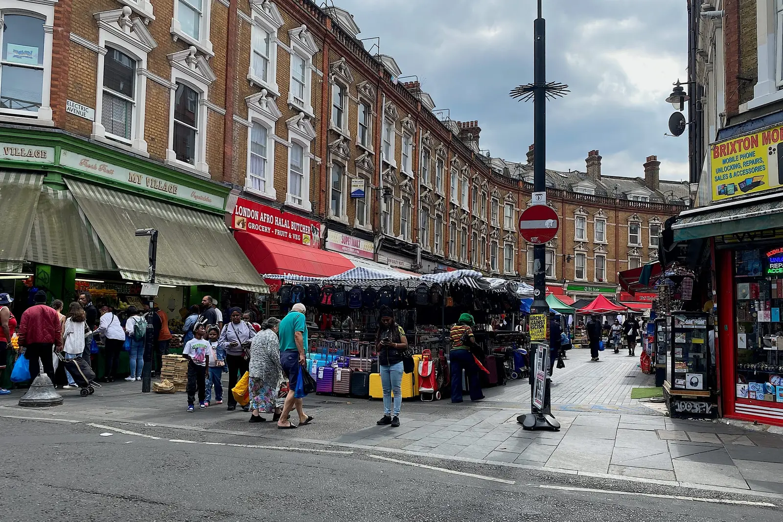Brixton Market stalls along Electric Avenue
