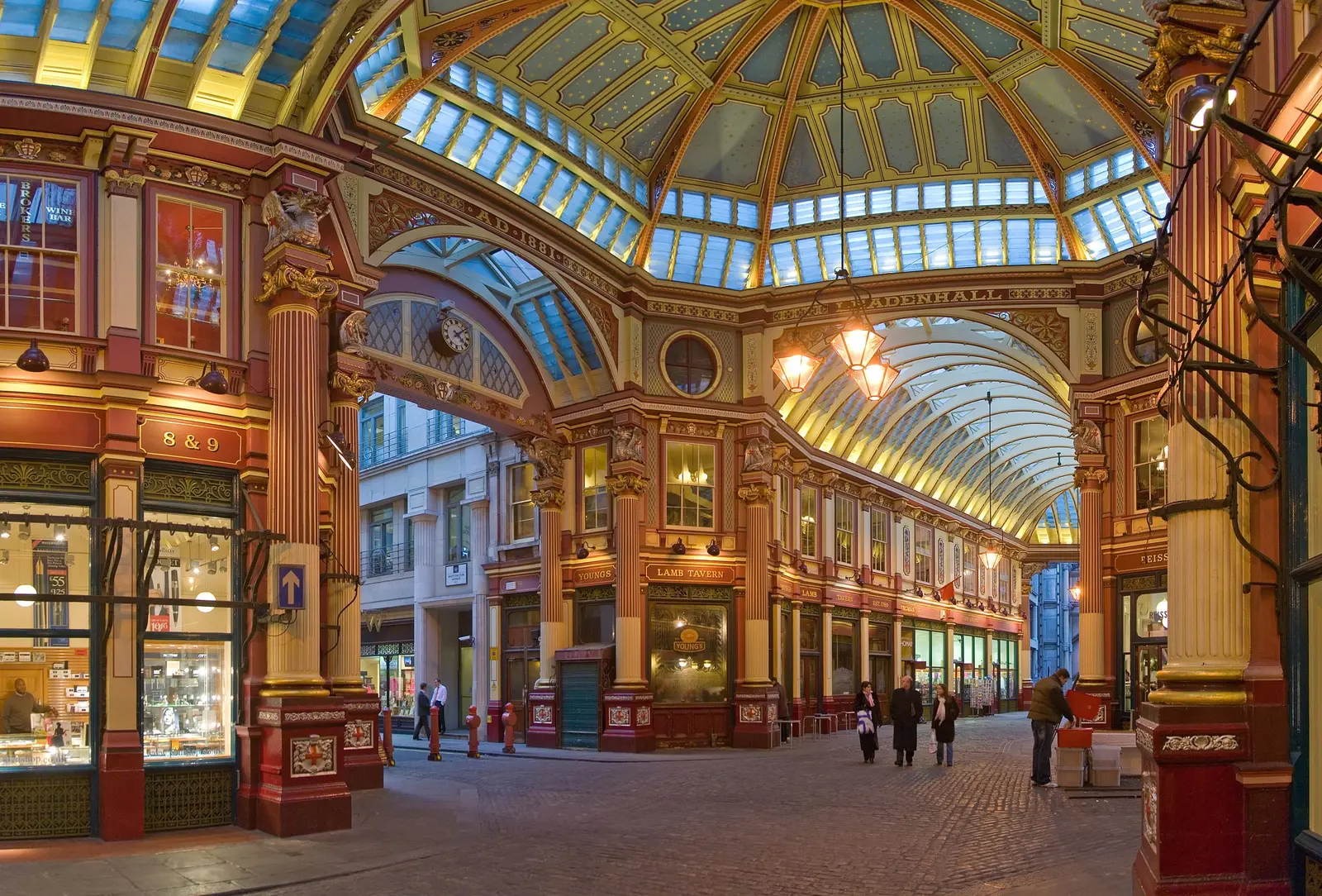 Leadenhall Market’s painted Victorian arcade and glass roof