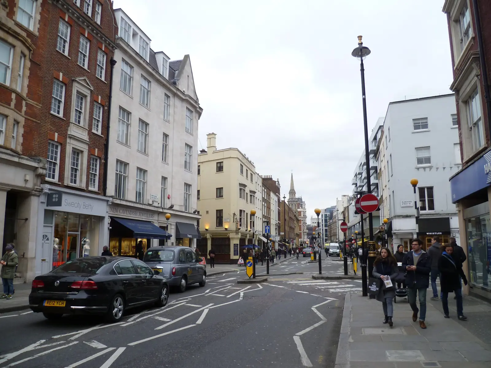 Marylebone High Street lined with shops and cafés
