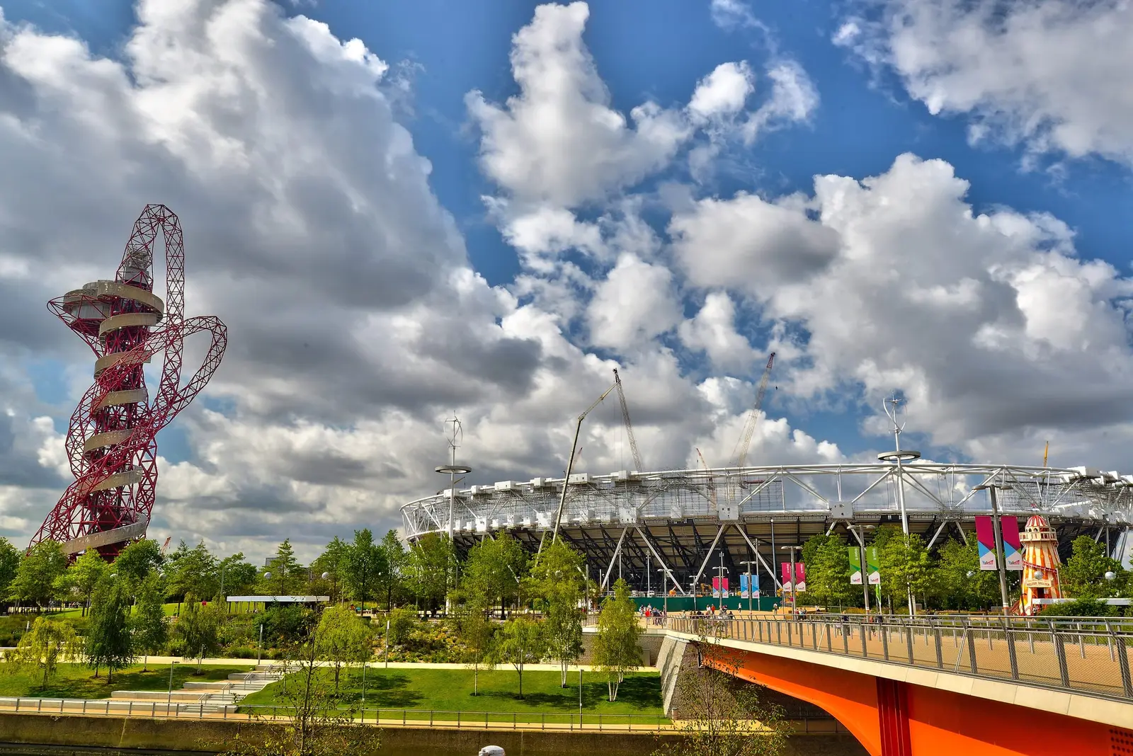 The ArcelorMittal Orbit and London Stadium in Queen Elizabeth Olympic Park